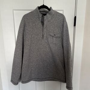 Chaps Men's Mock Neck Pullover Sweater Gray Knit Polyester L Button Pocket